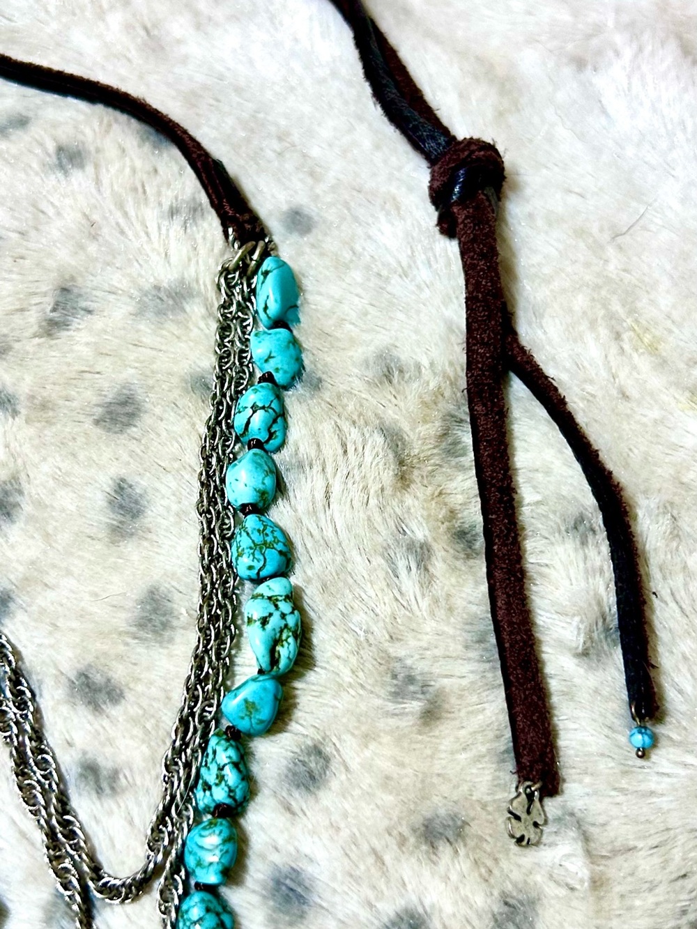Boho Necklace Western Leather Layered Turquoise Feather Pendant Women Jewelry - Picture 11 of 12
